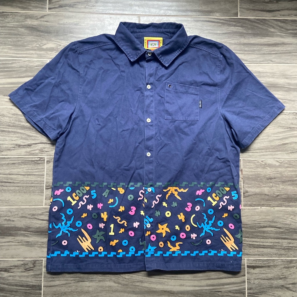 Teddy Fresh floral Navy Graphic Button Down Shirt